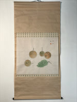 Japanese Hanging Scroll Kakejiku Vtg Still Life Fruits Pear Grapes Color KJ167