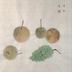 Japanese Hanging Scroll Kakejiku Vtg Still Life Fruits Pear Grapes Color KJ167