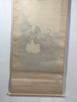 Japanese Hanging Scroll Kakejiku Vtg Takasago Elderly Couple Crane Pine KJ98