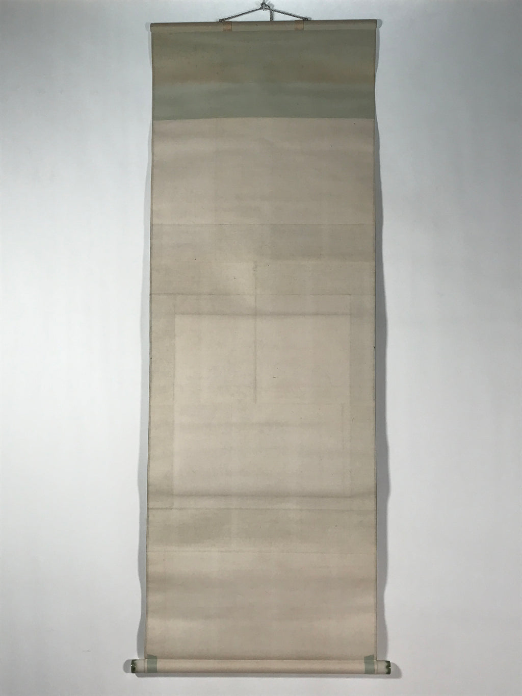 Japanese Hanging Scroll Kakejiku Vtg Trees Rock Boat Landscape Color Green KJ108