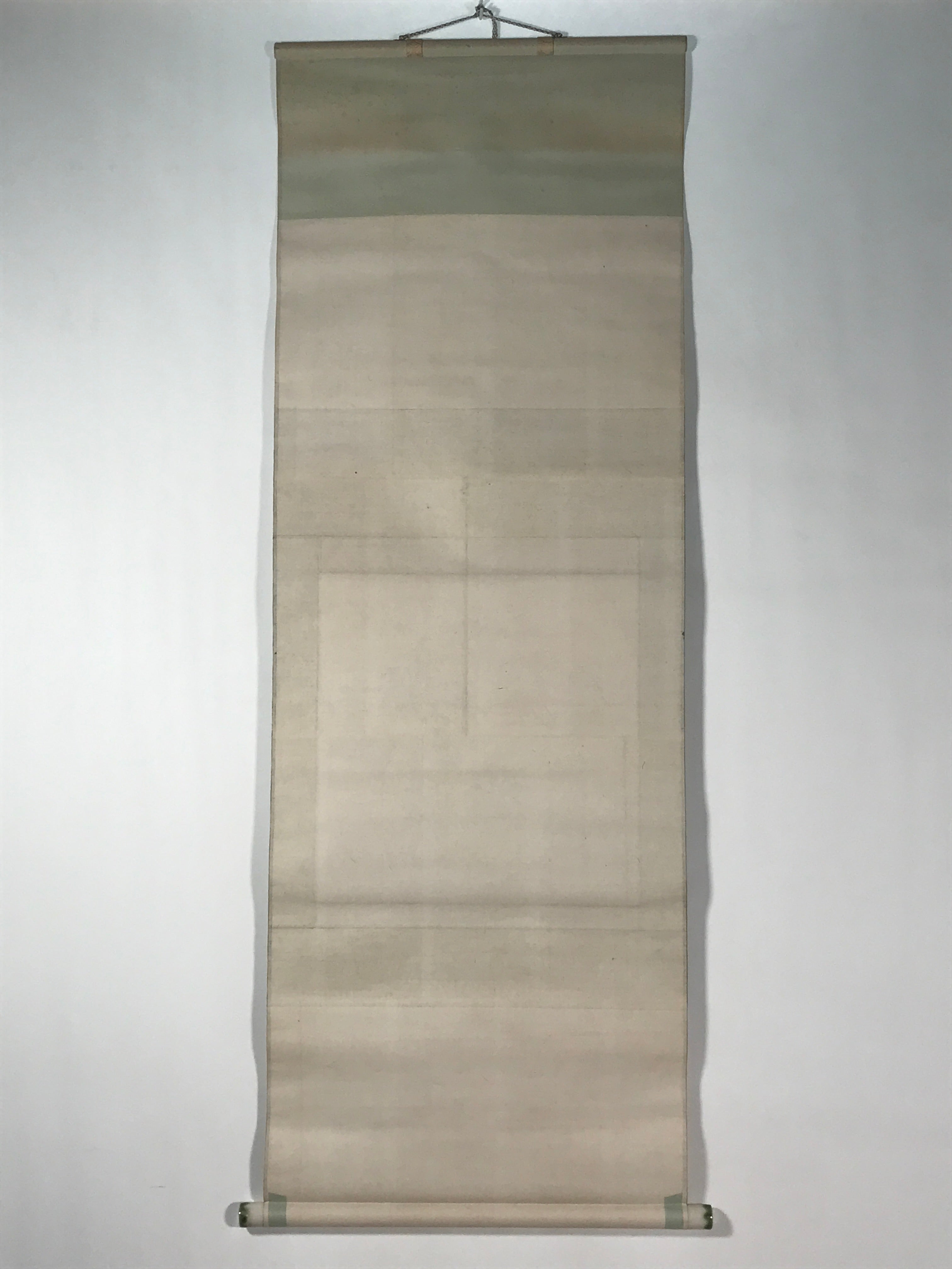 Japanese Hanging Scroll Kakejiku Vtg Trees Rock Boat Landscape Color Green KJ108