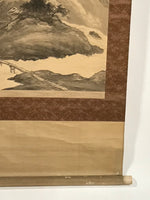 Japanese Hanging Scroll Kakejiku Vtg Waterfall Mountain Tree Sansui Black KJ118