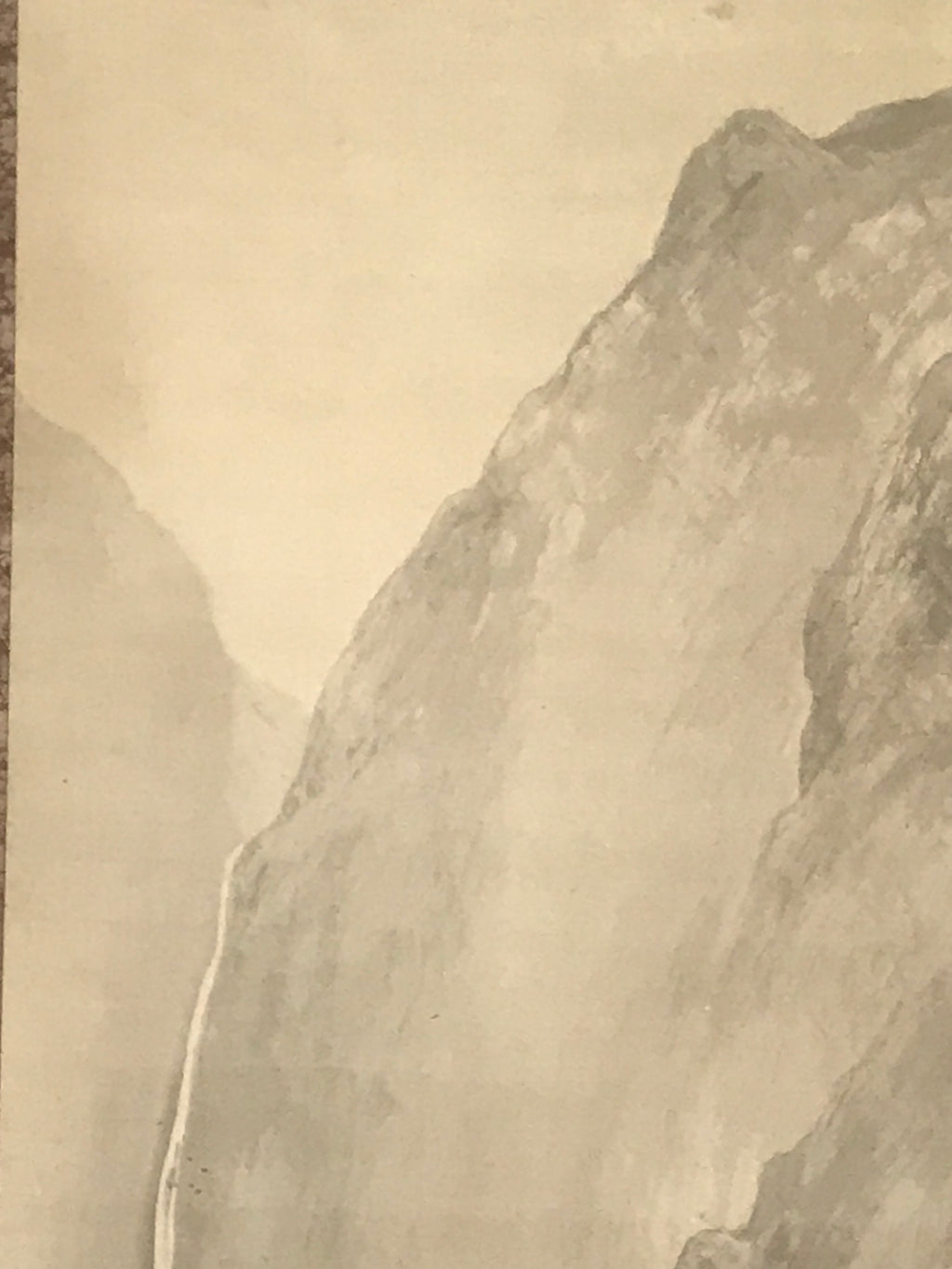 Japanese Hanging Scroll Kakejiku Vtg Waterfall Mountain Tree Sansui Black KJ118