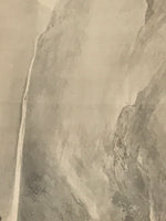 Japanese Hanging Scroll Kakejiku Vtg Waterfall Mountain Tree Sansui Black KJ118