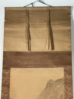 Japanese Hanging Scroll Kakejiku Vtg Waterfall Mountain Tree Sansui Black KJ118