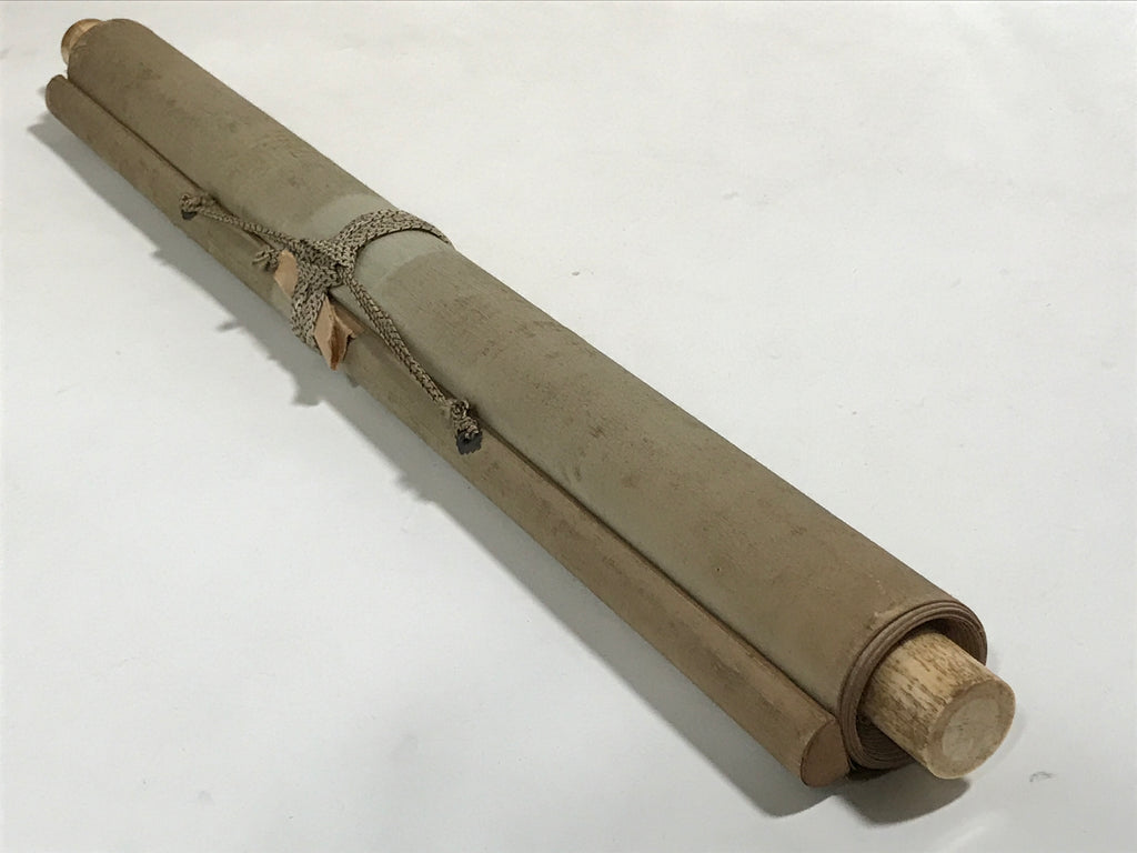 Japanese Hanging Scroll Kakejiku Vtg Winter Bird Peony Flower Straw Mat KJ170
