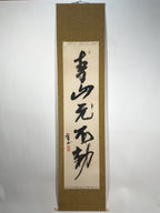 Japanese Hanging Scroll Kakejiku Vtg Zen Calligraphy 5 Characters Black KJ175