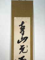 Japanese Hanging Scroll Kakejiku Vtg Zen Calligraphy 5 Characters Black KJ175