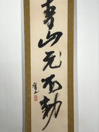 Japanese Hanging Scroll Kakejiku Vtg Zen Calligraphy 5 Characters Black KJ175