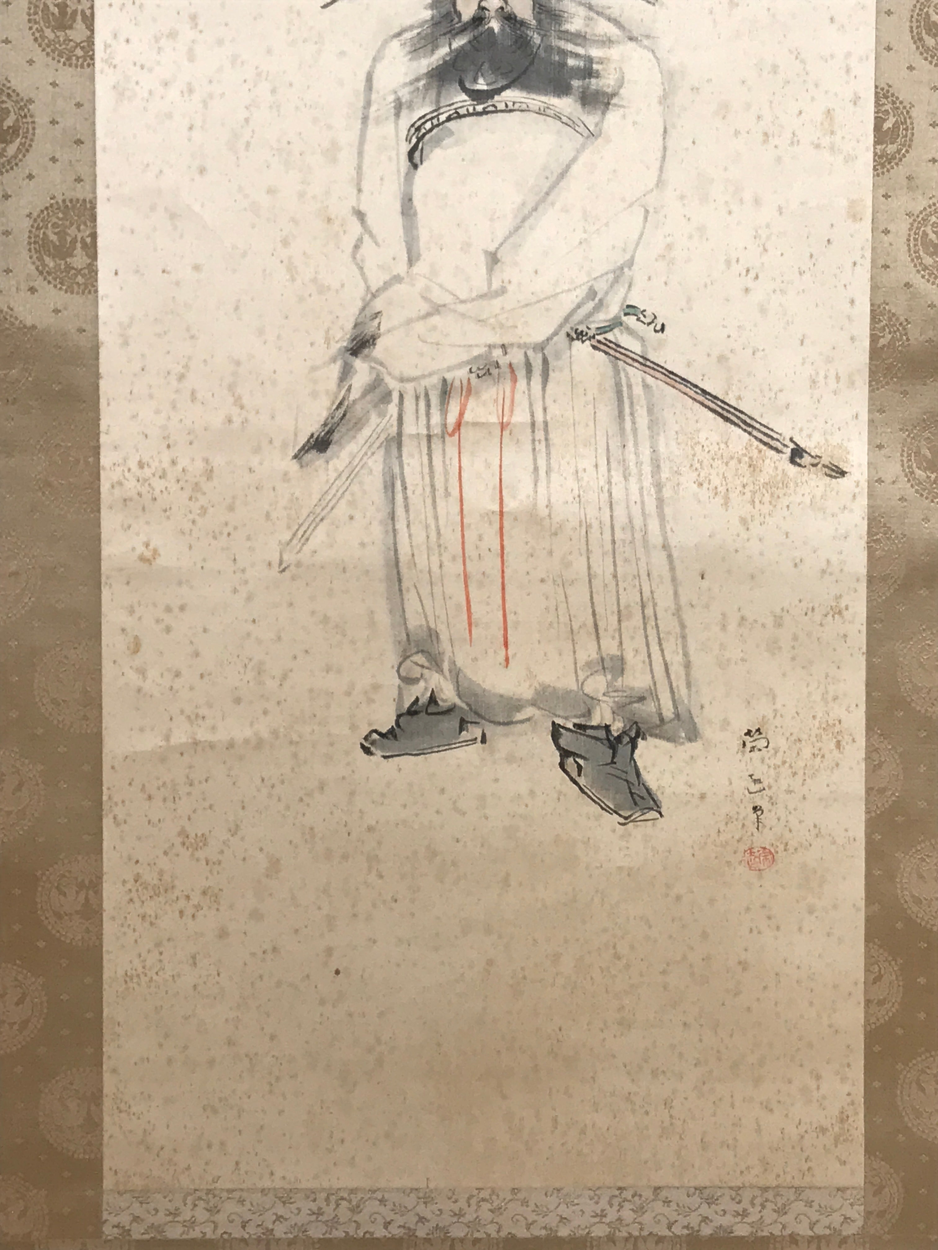 Japanese Hanging Scroll Kakejiku Vtg Zhong Kui Shoki God Calligraphy KJ179
