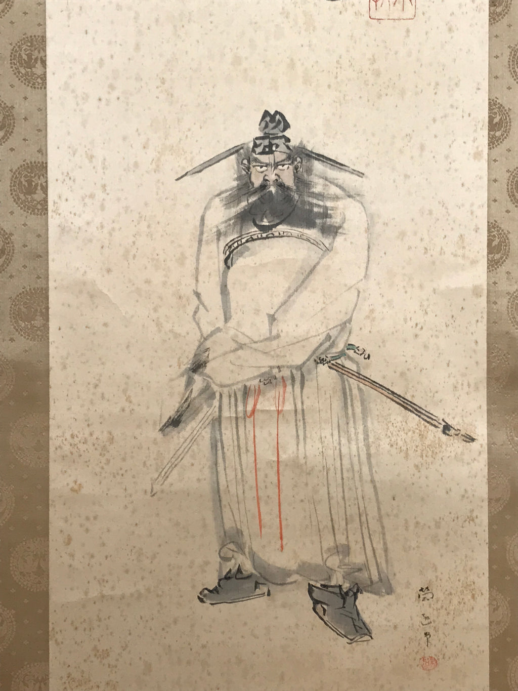 Japanese Hanging Scroll Kakejiku Vtg Zhong Kui Shoki God Calligraphy KJ179