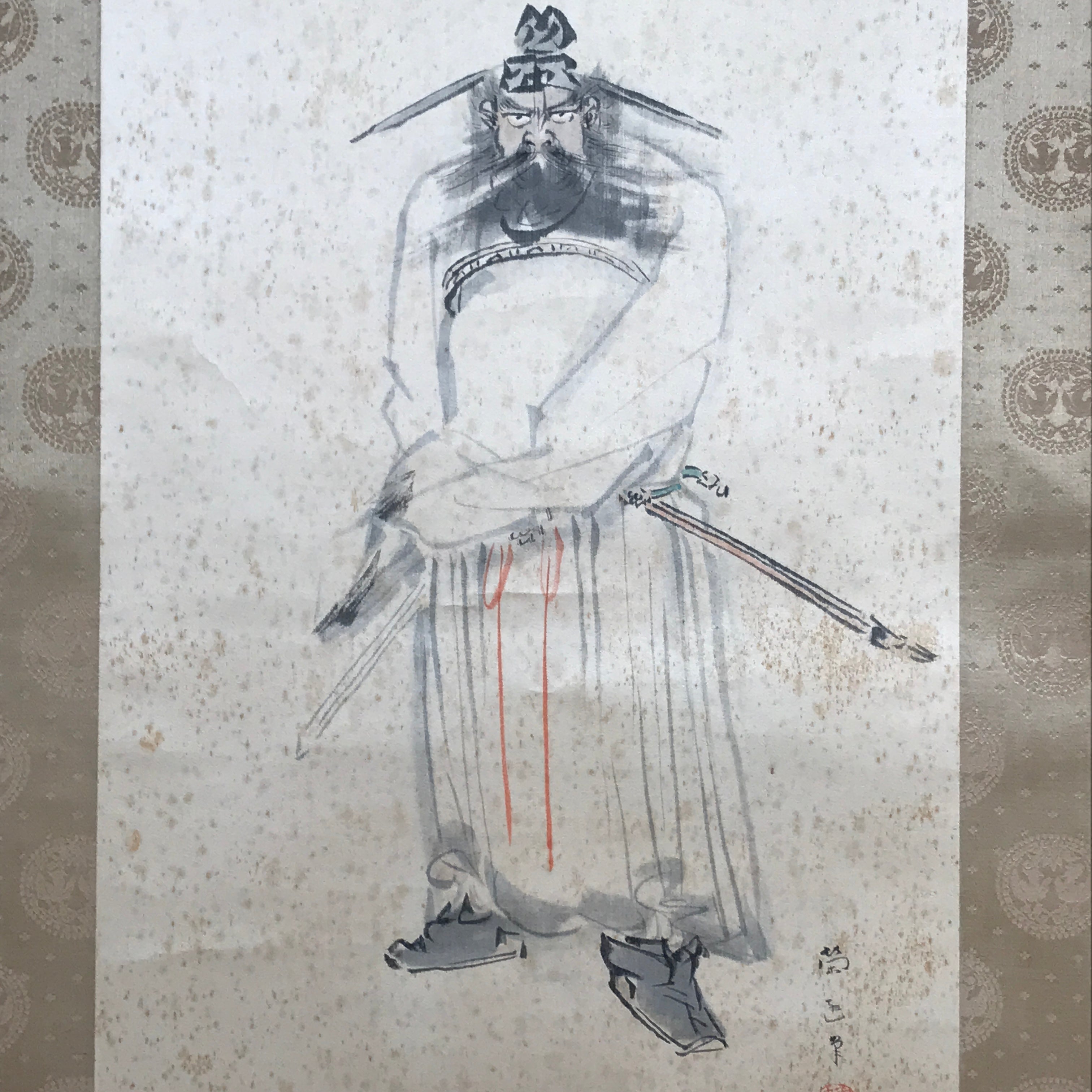 Japanese Hanging Scroll Kakejiku Vtg Zhong Kui Shoki God Calligraphy KJ179