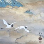 Japanese Hanging Scroll Kawabata Ryushi Mount Fuji Cranes Kakejiku Color KJ8