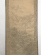 Japanese Hanging Scroll Landscape Mountains Sansui Kakejiku Black White KJ18