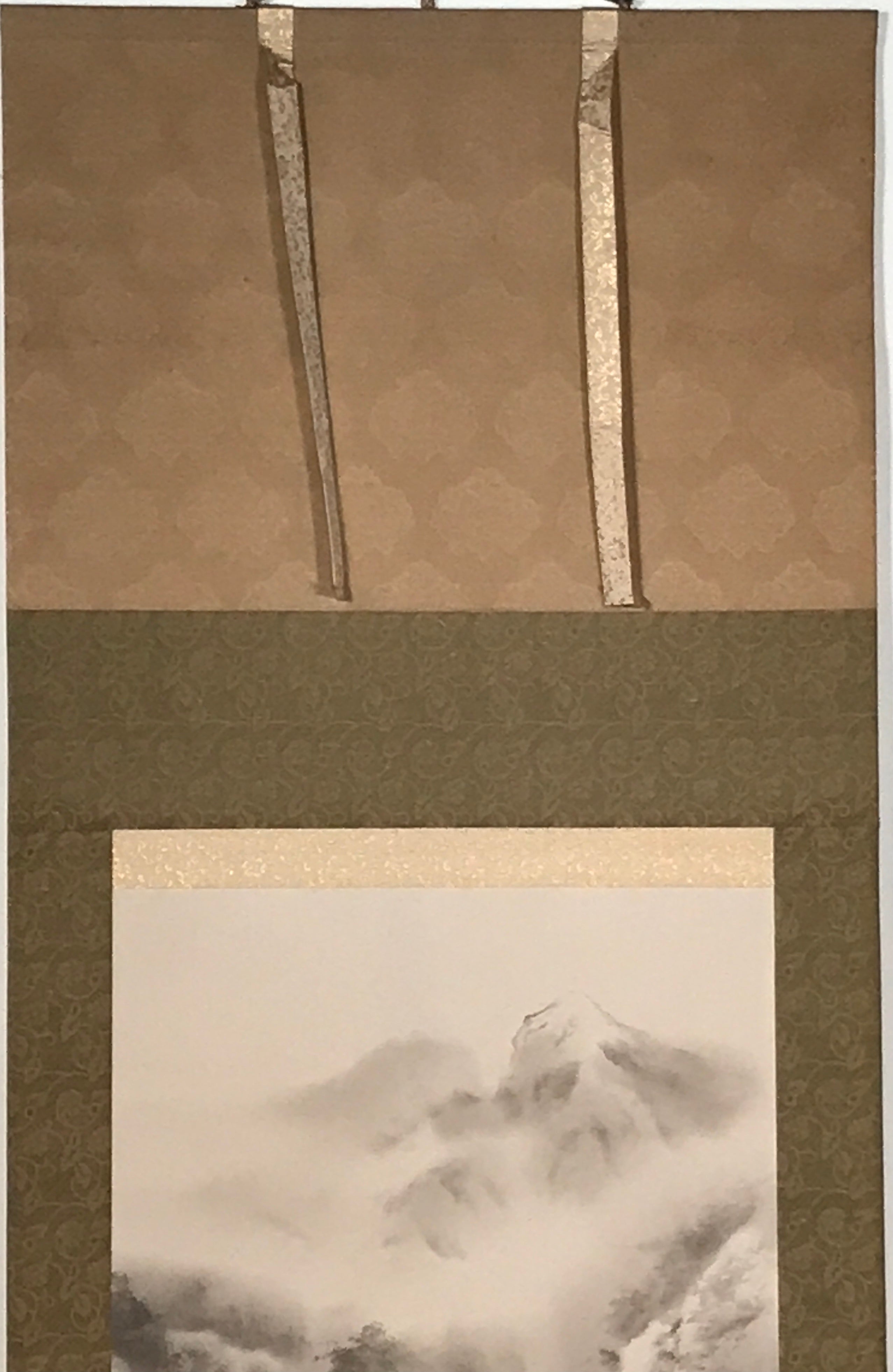 Japanese Hanging Scroll Landscape Mountains Sansui Kakejiku Black White KJ18