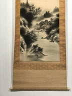 Japanese Hanging Scroll Landscape Mountains Sansui Kakejiku Black White KJ21