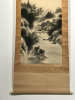 Japanese Hanging Scroll Landscape Mountains Sansui Kakejiku Black White KJ21