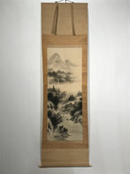 Japanese Hanging Scroll Landscape Mountains Sansui Kakejiku Black White KJ21