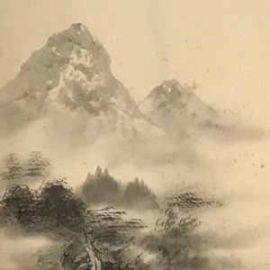 Japanese Hanging Scroll Landscape Mountains Sansui Kakejiku Black Japanese Hanging Scroll Landscape Mountains Sansui Kakejiku Black