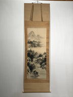 Japanese Hanging Scroll Landscape Mountains Sansui Kakejiku Black White KJ21