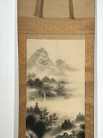 Japanese Hanging Scroll Landscape Mountains Sansui Kakejiku Black White KJ21