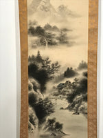 Japanese Hanging Scroll Landscape Mountains Sansui Kakejiku Black White KJ21