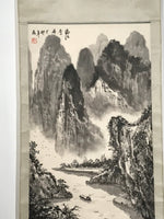 Japanese Hanging Scroll Landscape Mountains Sansui Kakejiku Black White KJ6