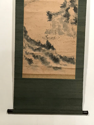 Japanese Hanging Scroll Landscape River Boats Tree Kakejiku Monochrome KJ29