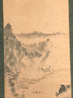 Japanese Hanging Scroll Landscape River Boats Tree Kakejiku Monochrome KJ29