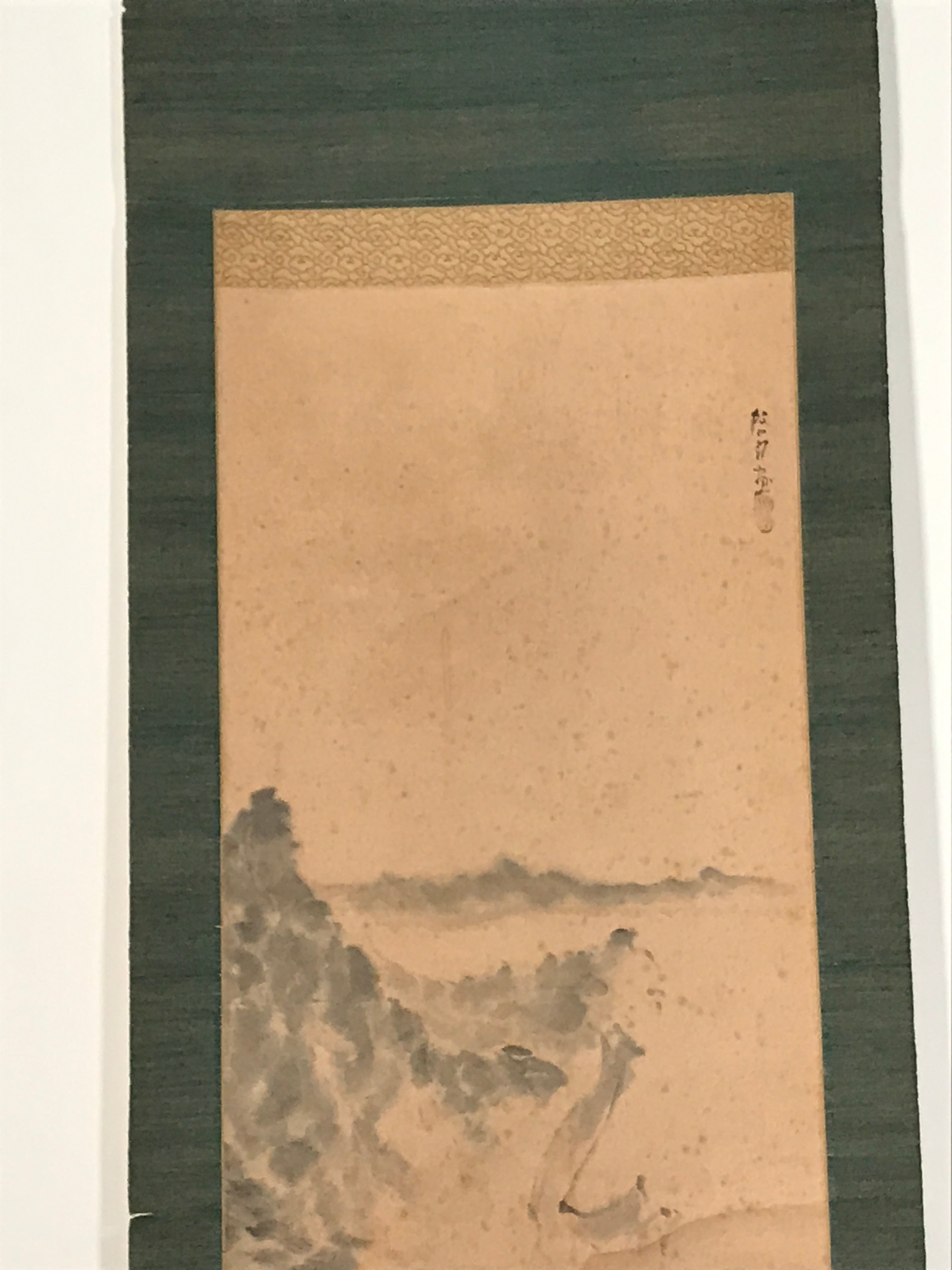 Japanese Hanging Scroll Landscape River Boats Tree Kakejiku Monochrome KJ29