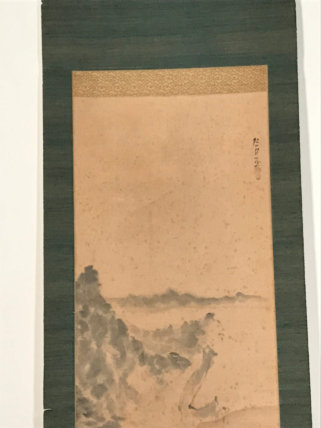 Japanese Hanging Scroll Landscape River Boats Tree Kakejiku Monochrome KJ29