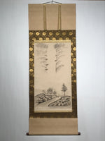 Japanese Hanging Scroll Landscape Waterfall River Kakejiku Black White KJ7