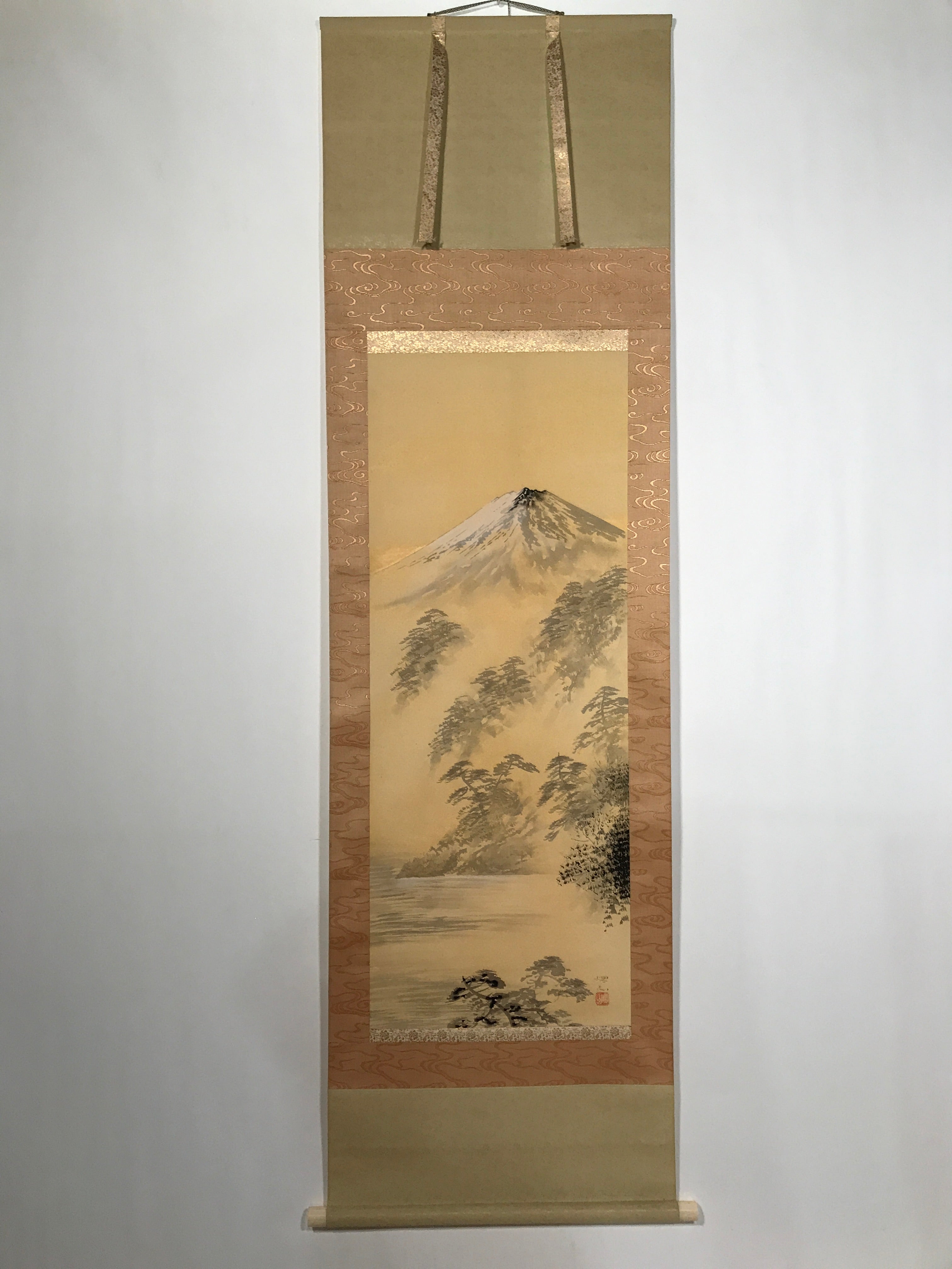 Japanese Hanging Scroll Mt Fuji Landscape Mountain Ogura Riyama Kakejiku KJ30