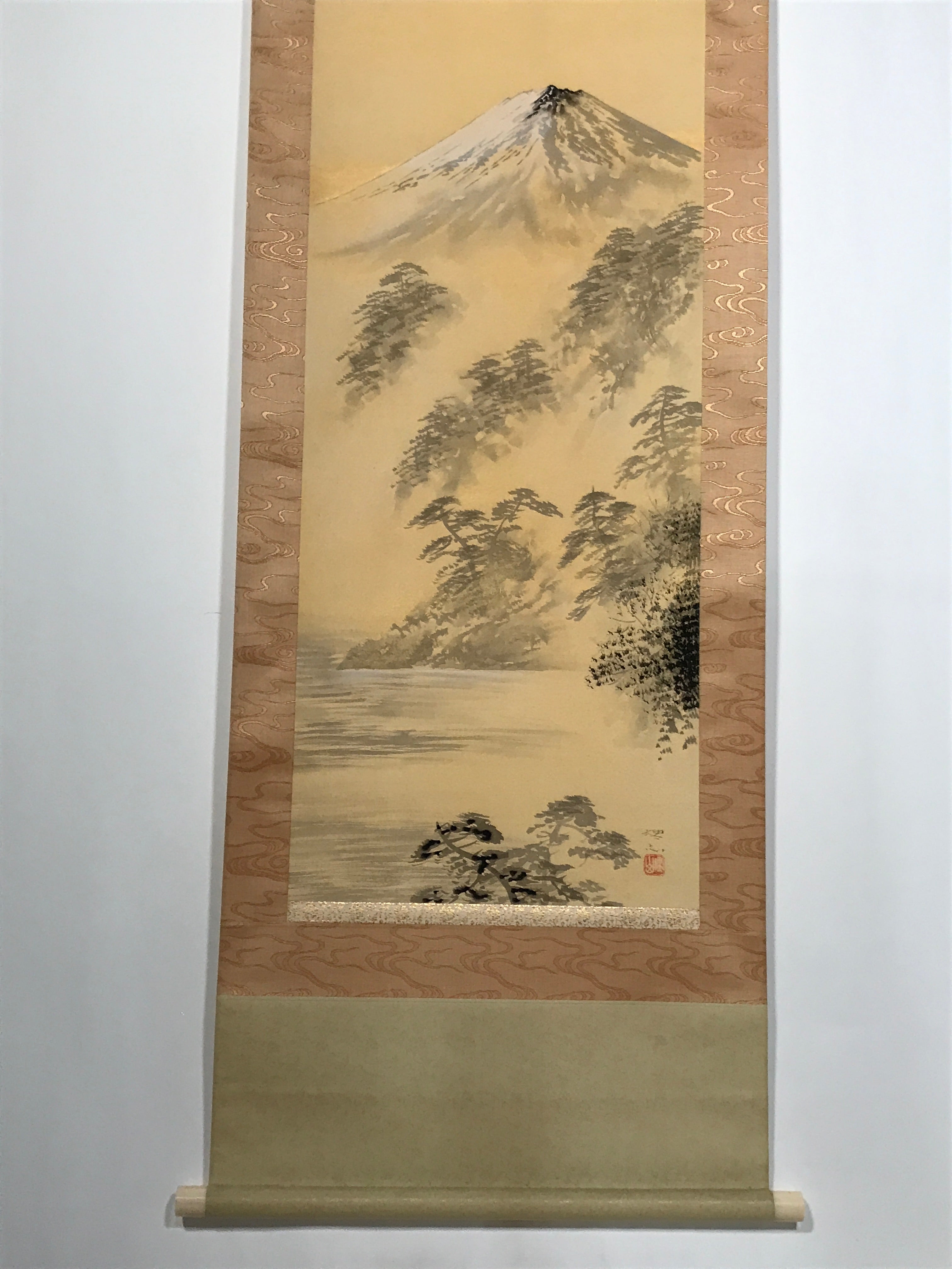 Japanese Hanging Scroll Mt Fuji Landscape Mountain Ogura Riyama Kakejiku KJ30