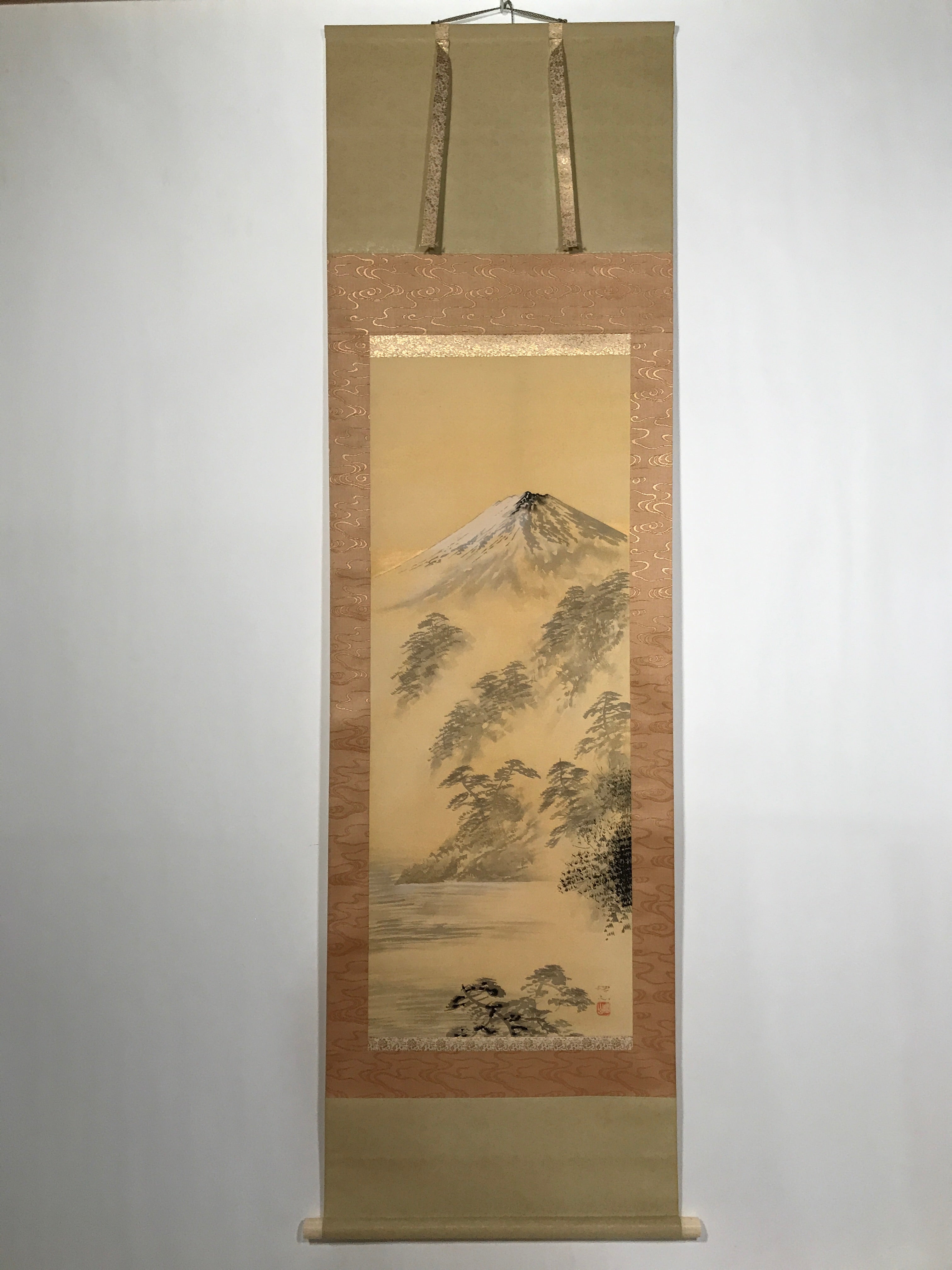 Japanese Hanging Scroll Mt Fuji Landscape Mountain Ogura Riyama Kakejiku KJ30