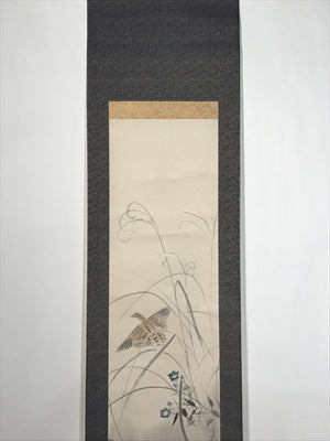 Japanese Hanging Scroll Quails Birds Bell Flowers Pampas Grass Kakejiku KJ27