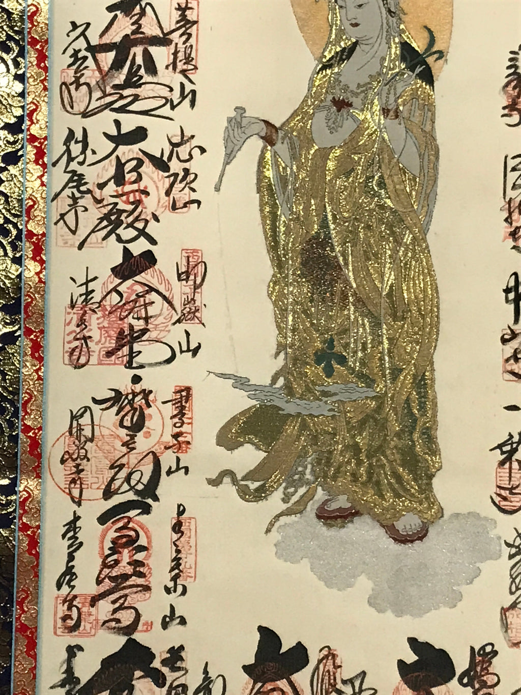 Japanese Hanging Scroll Saigoku 33 Sacred Places Goshuin Buddhist Kakejiku KJ10