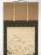 Japanese Hanging Scroll Vtg 100 Cranes Pine Tree Kakejiku Makimono SC807
