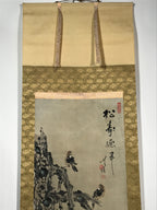 Japanese Hanging Scroll Vtg 2 House Sparrows Birds Branch Kacho Kakejiku SC884