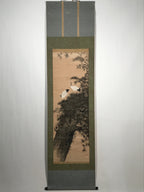 Japanese Hanging Scroll Vtg 2 White Cranes Pine Tree Kakejiku Chagake SC907