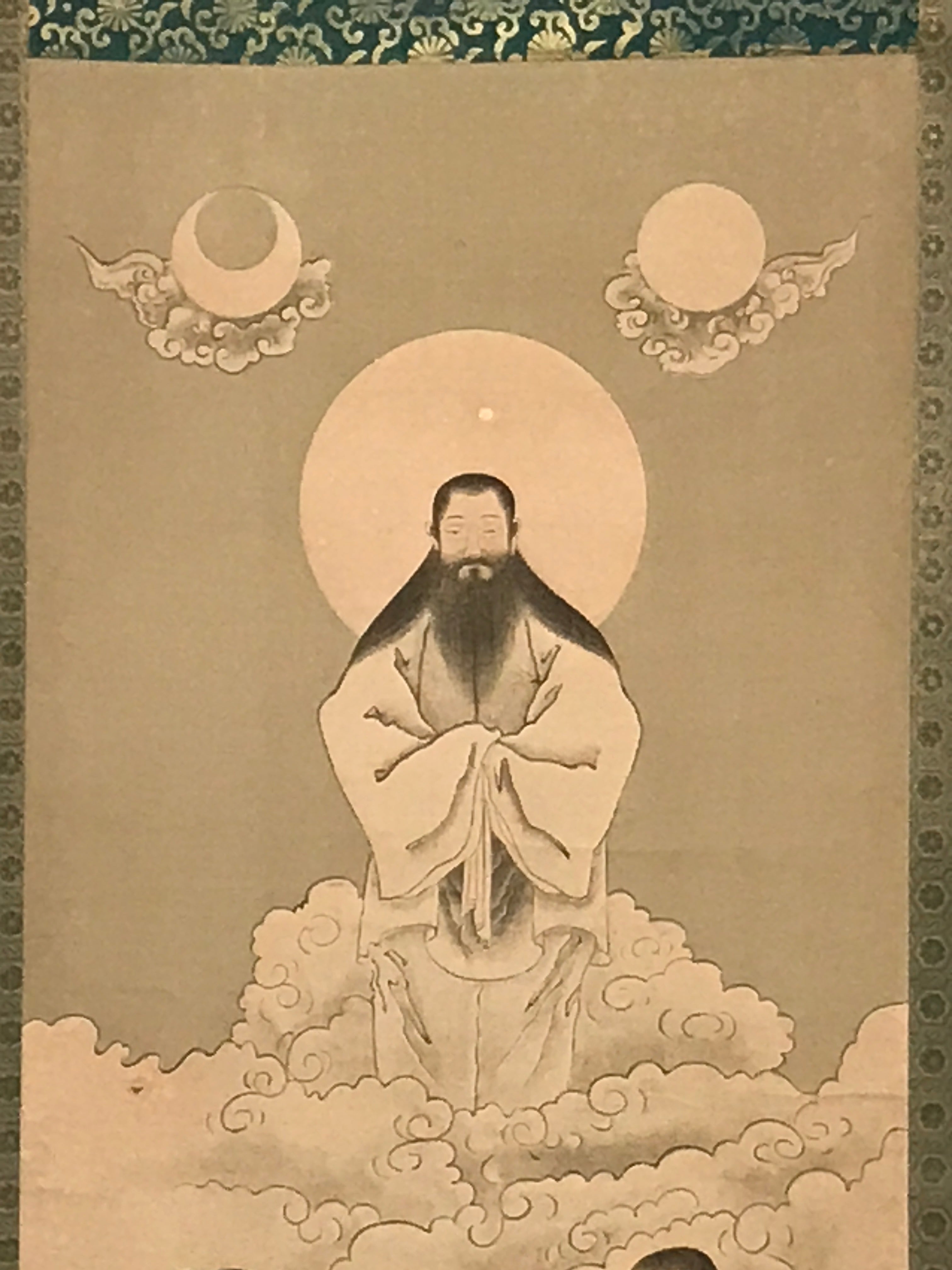Japanese Hanging Scroll Vtg 3 Japanese Gods Shinto Mythology Kakejiku SC941
