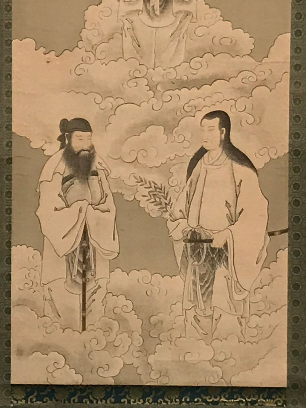Japanese Hanging Scroll Vtg 3 Japanese Gods Shinto Mythology Kakejiku SC941