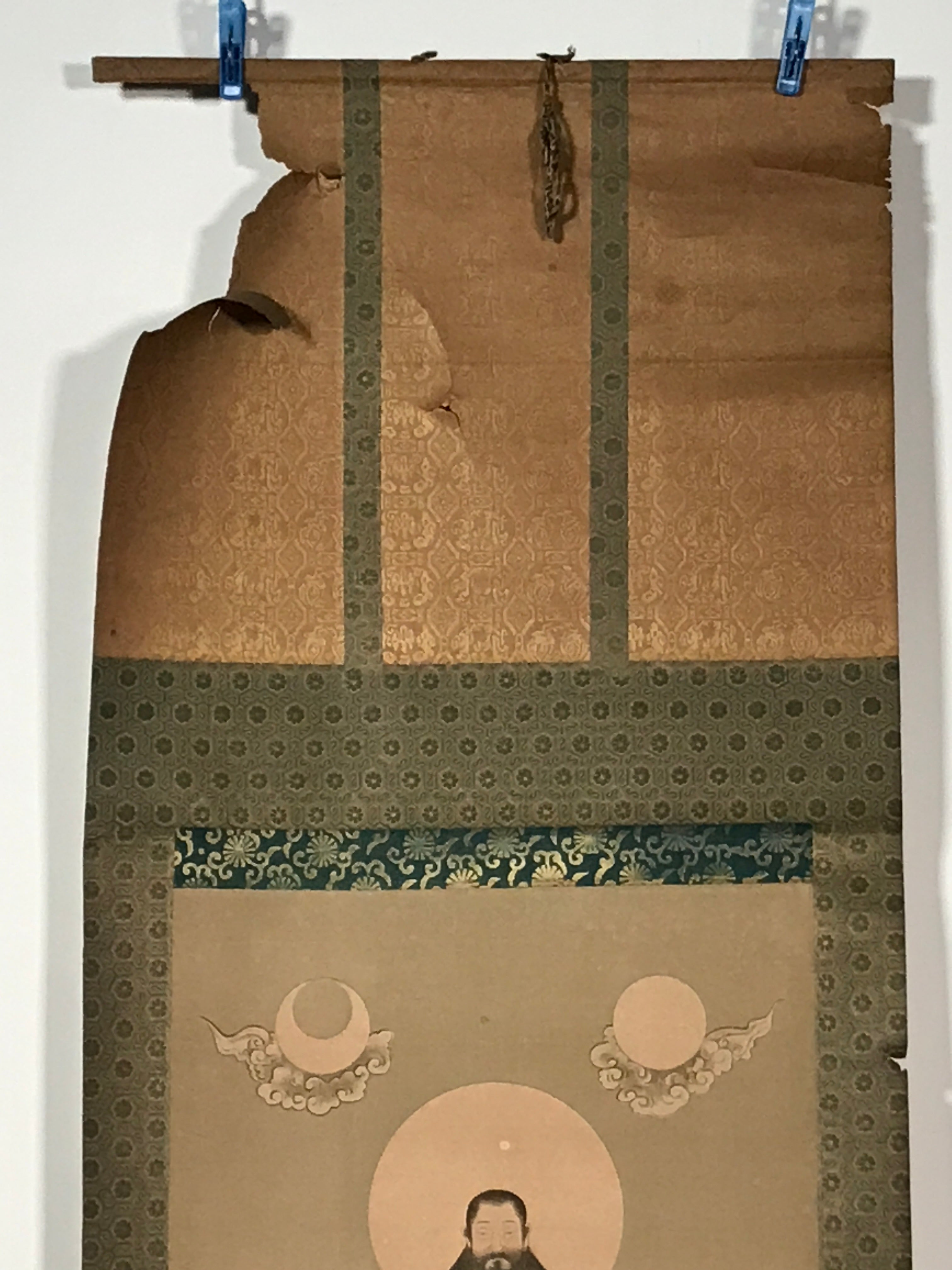 Japanese Hanging Scroll Vtg 3 Japanese Gods Shinto Mythology Kakejiku SC941