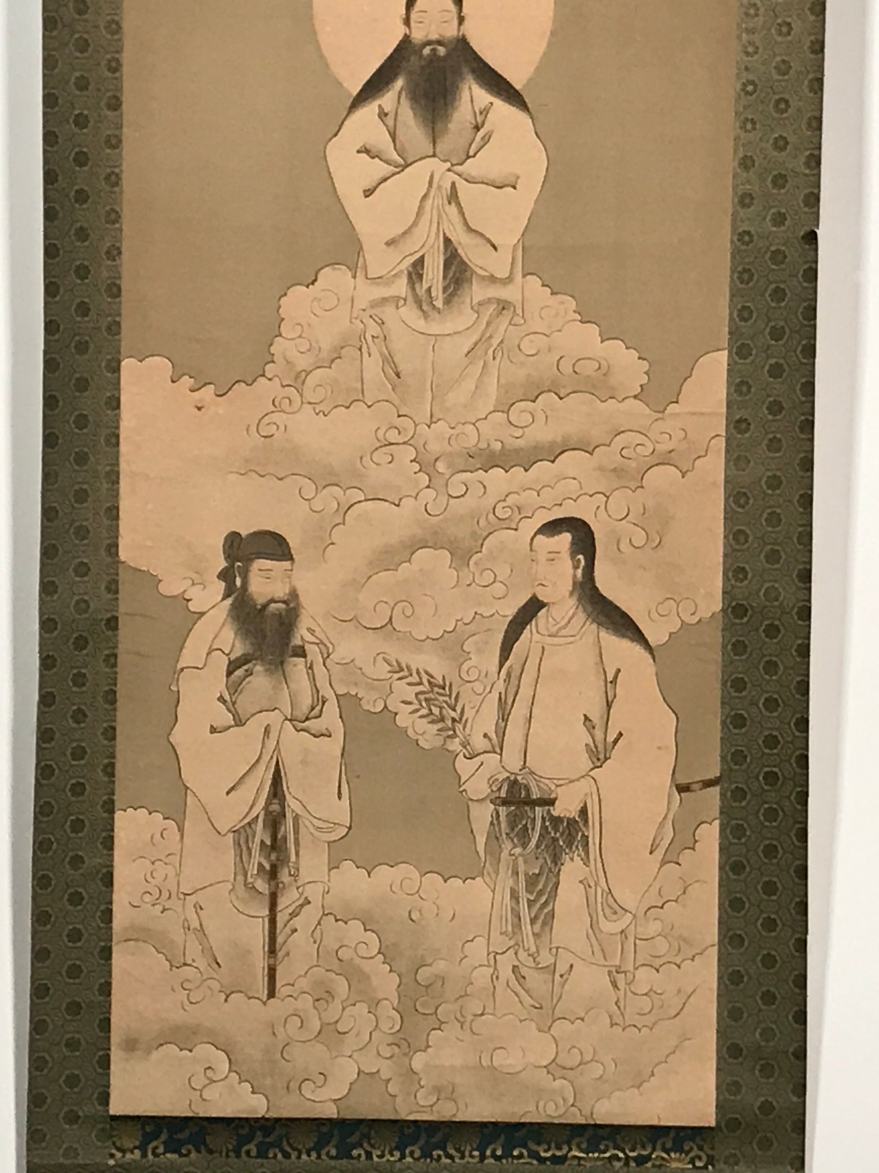 Japanese Hanging Scroll Vtg 3 Japanese Gods Shinto Mythology Kakejiku SC941