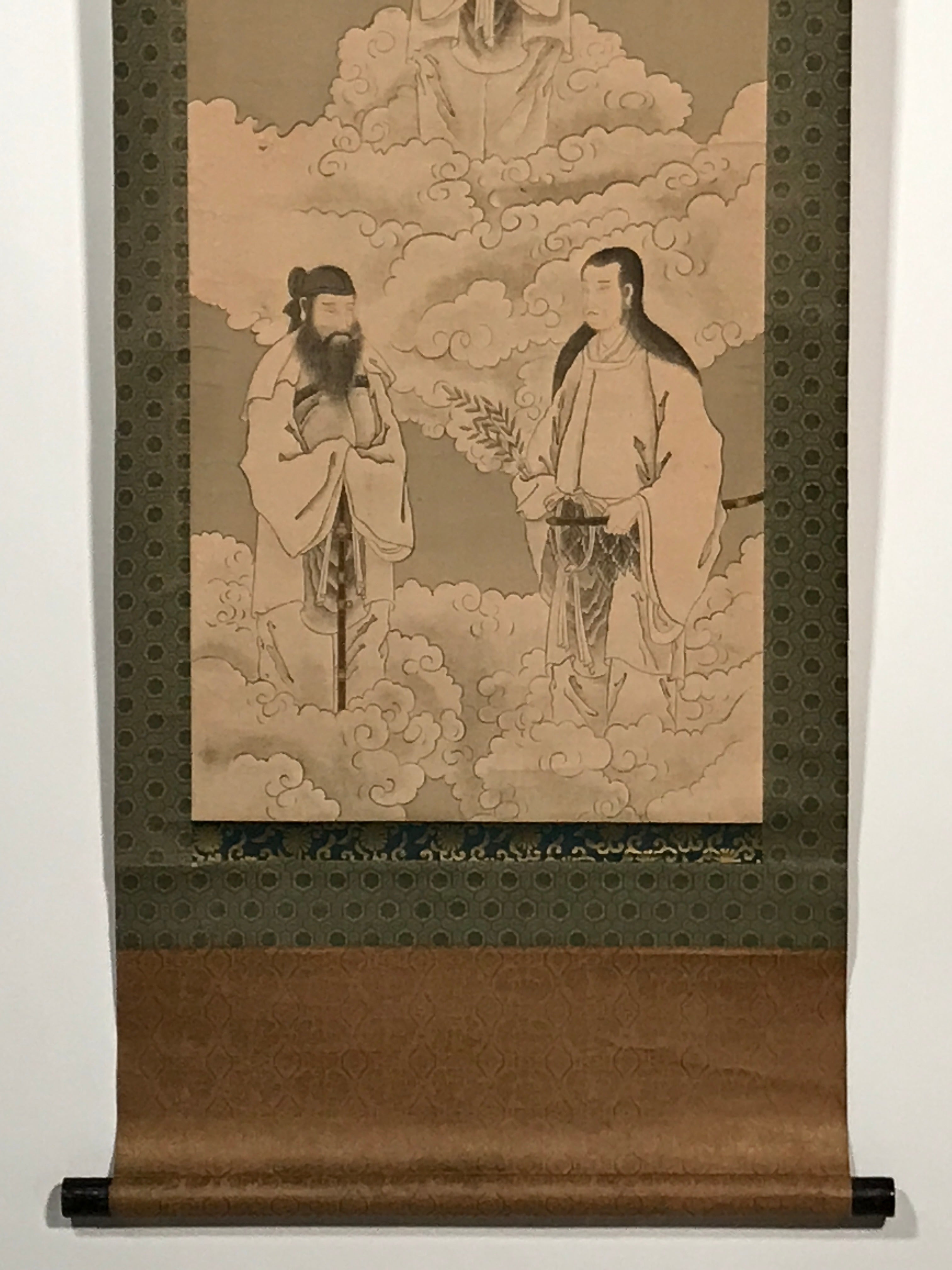 Japanese Hanging Scroll Vtg 3 Japanese Gods Shinto Mythology Kakejiku SC941