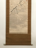 Japanese Hanging Scroll Vtg Bird Snow Trees Winter Scenery Kakejiku SC815