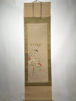 Japanese Hanging Scroll Vtg Bird Tree Branch Snow Winter Kacho Kakejiku SC842