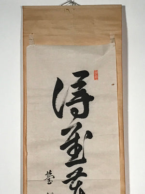 Japanese Hanging Scroll Vtg Black Calligraphy Kakejiku Chagake SC943