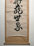 Japanese Hanging Scroll Vtg Black Calligraphy Kakejiku Chagake SC943