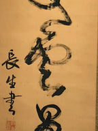 Japanese Hanging Scroll Vtg Black Calligraphy Kakejiku Chagake SC944